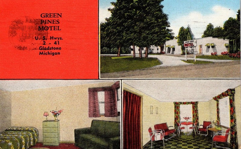 Green Pines Motel - Vintage Postcard